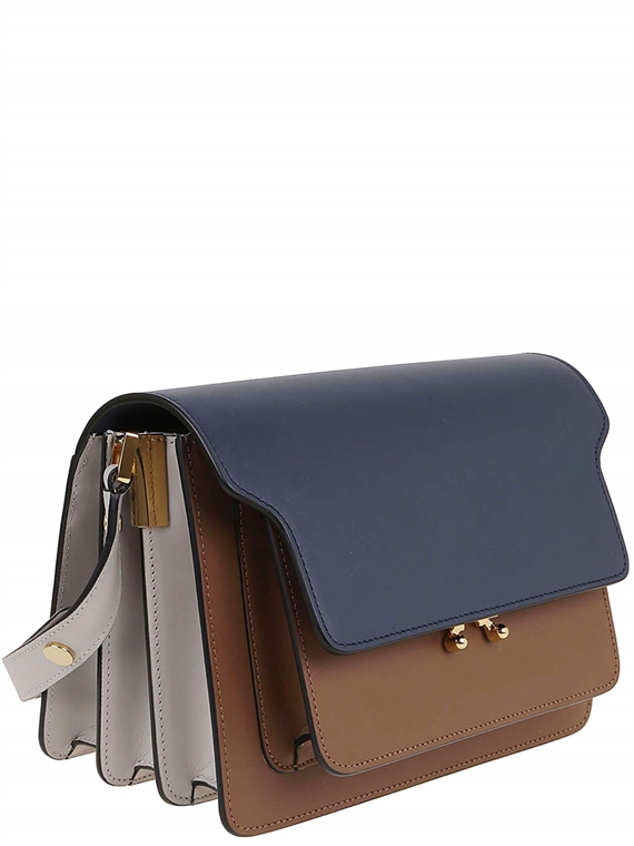 Marni Medium Trunk Bag, Navy/Brown/Grey